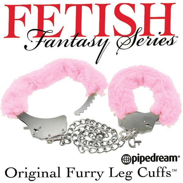 美國PIPEDREAM＊Fetish Fantasy系列-original furry leg cuffs豪華SM金屬絨毛腳銬(粉)